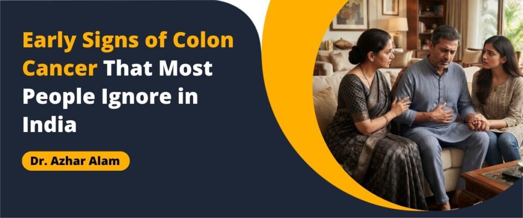 Colon cancer signs infographic for early detection in India