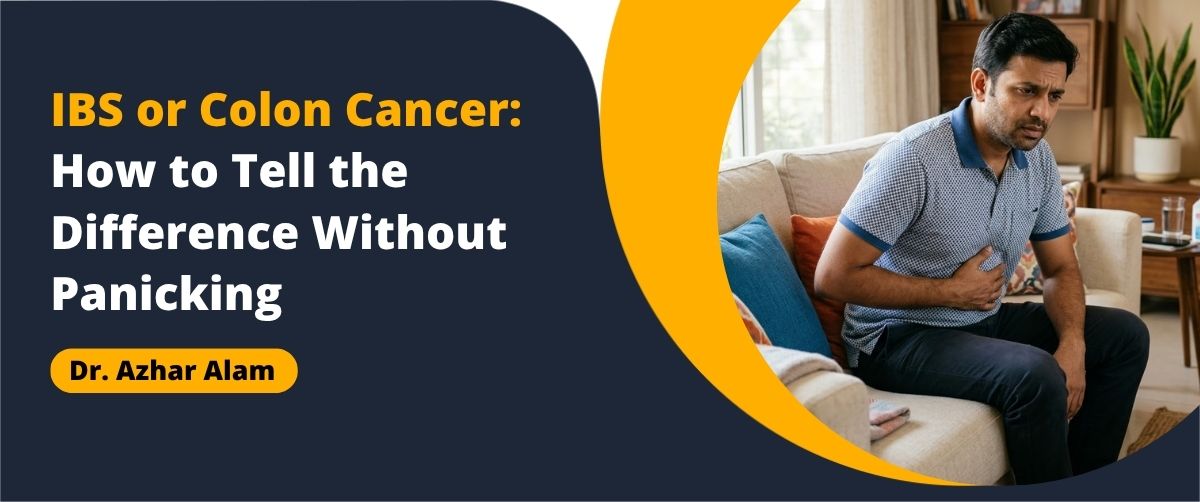 Colon Cancer vs IBS consultation discussing digestive symptoms and diagnosis